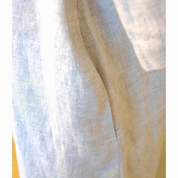 NWT Eileen Fisher 100% Organic Cotton Button Up Ladies Metallic Grey Dress P/M - Picture 6 of 7